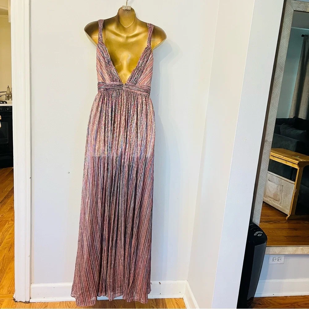 Catherine Deane Metallic Pleated Gown‎ Size 4 – Evening, Gala, Wedding Guest - Picture 6 of 7